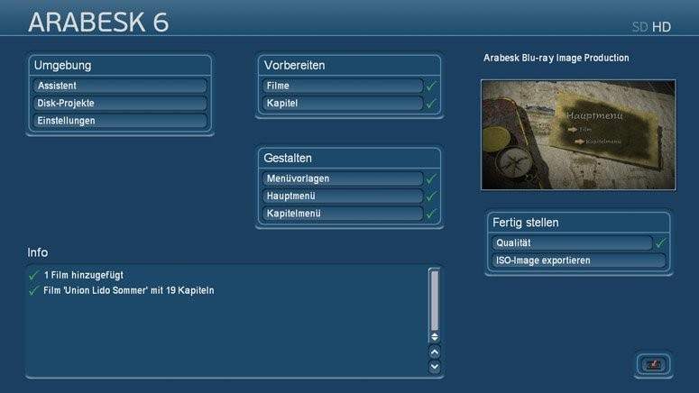 Blu-ray oder DVD Produktion mit Arabesk direkt unter Bogart für Windows